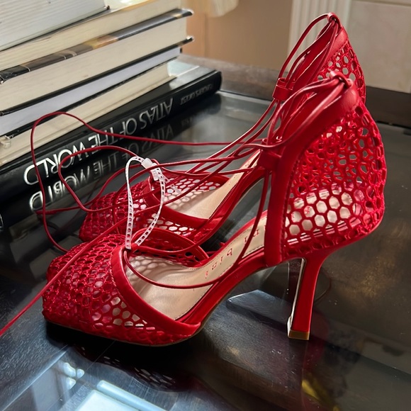 Gianni Bini
Reagan Mesh And Leather Ankle Wrap Square Toe Pumps - Picture 5 of 13